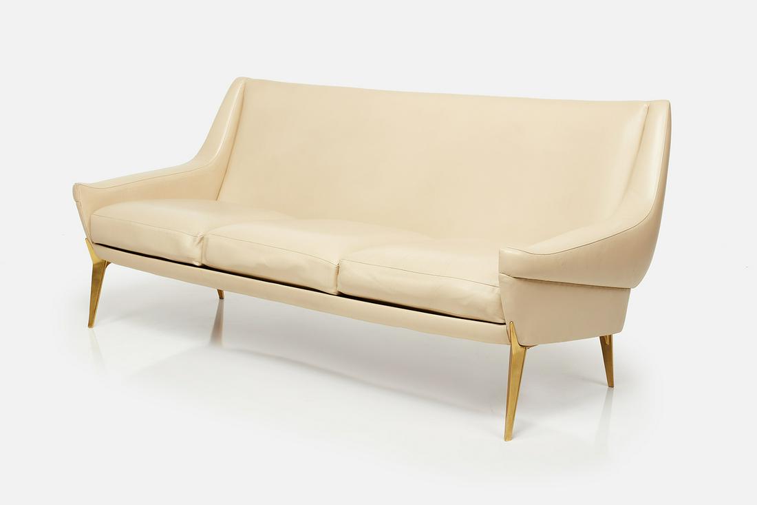 Charles Ramos, Three-Seat Sofa: Charles Ramos Three-seat sofa, ca. 1960 Leather, anodized aluminum. Manufactured by Castellaneta, France. 31.75" H x 72" W x 29" D Seat height: 16.5"