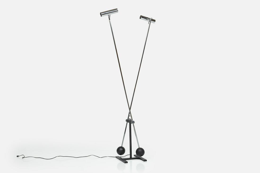 Robert Sonneman, Counterbalance Floor Lamp: Robert Sonneman Counterbalance floor lamp, 1960s Painted cast iron, chrome-plated steel, painted steel. 76" H x 14" W x 11" D