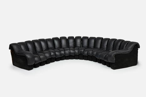 Ueli Berger, Eleonore Peduzzi Riva, Heinz Ulrich & Klaus Vogt, 'Non-Stop' Sectional Sofa (18): Ueli Berger, Eleonore Peduzzi Riva, Heinz Ulrich & Klaus Vogt Eighteen-part 'Non-Stop' sectional sofa, ca. 1972 Leather, felt. Manufactured by De Sede, Switzerland and distributed by Stendig, Switzerl