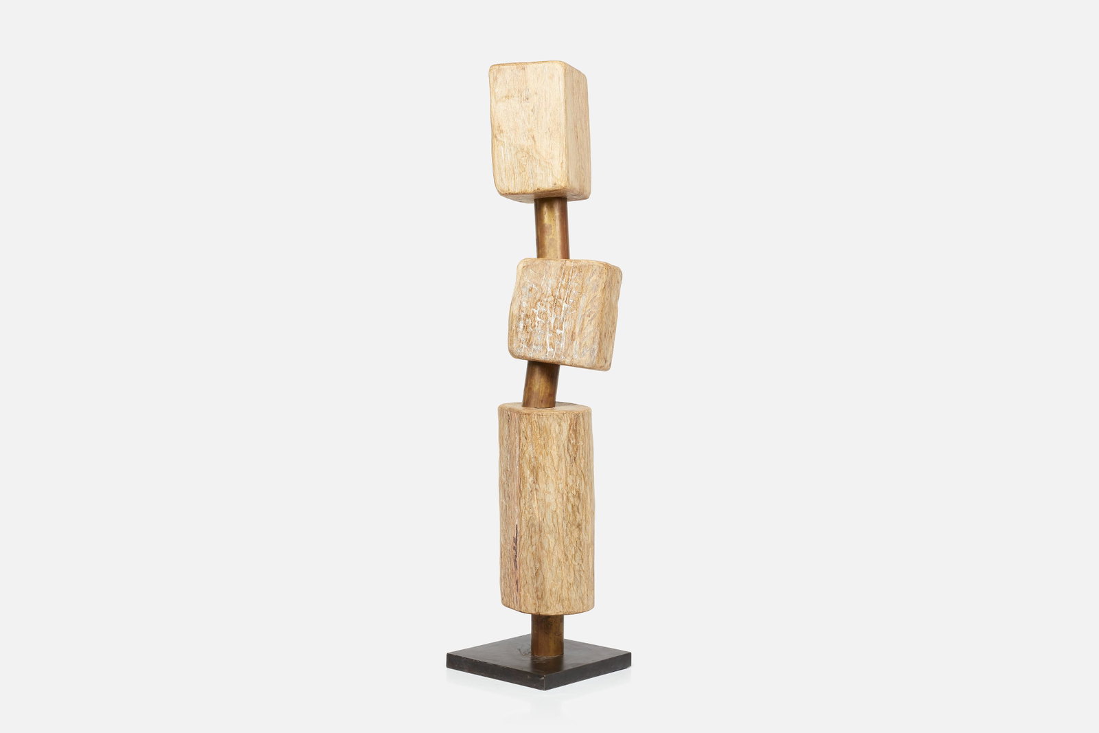 Modernist, Monumental Totem: MODERNIST Monumental totem Wood, bronze. 81" H x 18" W x 18" D