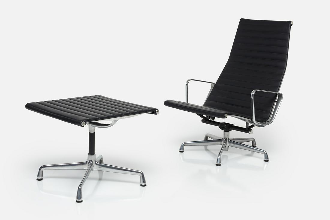 Charles + Ray Eames, 'Aluminum Group' Reclining Lounge Chair and Ottoman (2) (1 of 20)