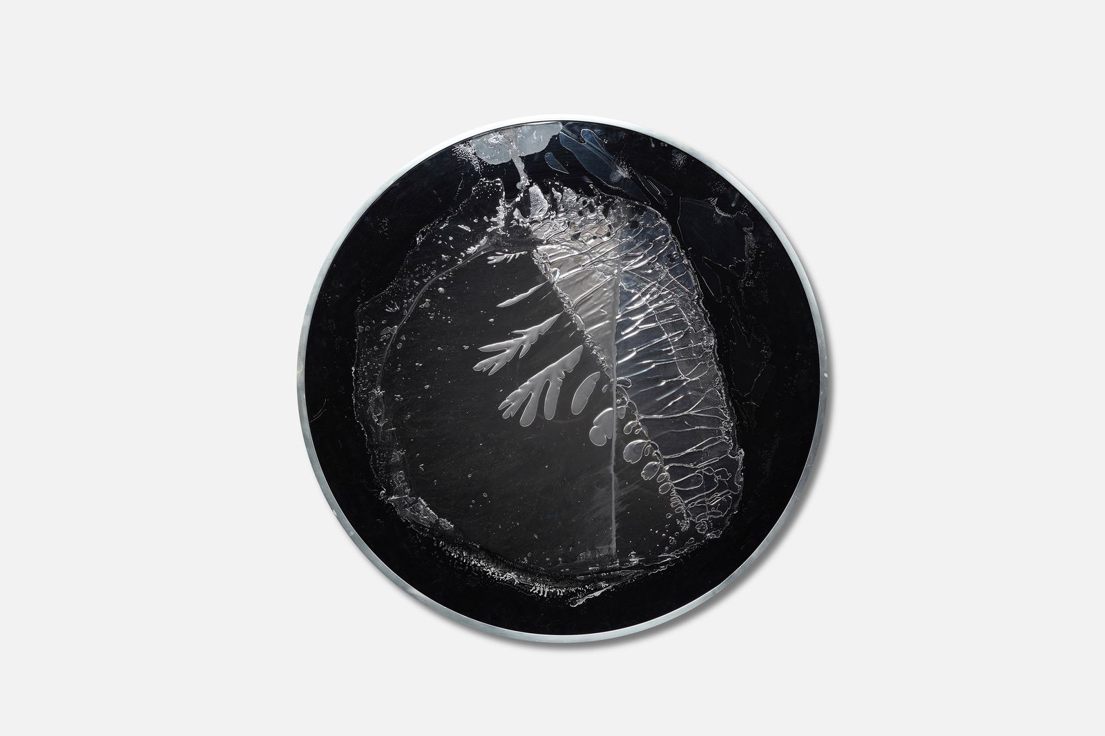 Ronald Mallory, 'Number Ten' Mercury Displacement Sculpture: RONALD MALLORY (American, 1939-2021)Large 'Number Ten' mercury displacement sculpture, 1968Aluminum, acrylic, mercury, wood.36.75" Diameter, 2.5" DRotating freely on a central pivot