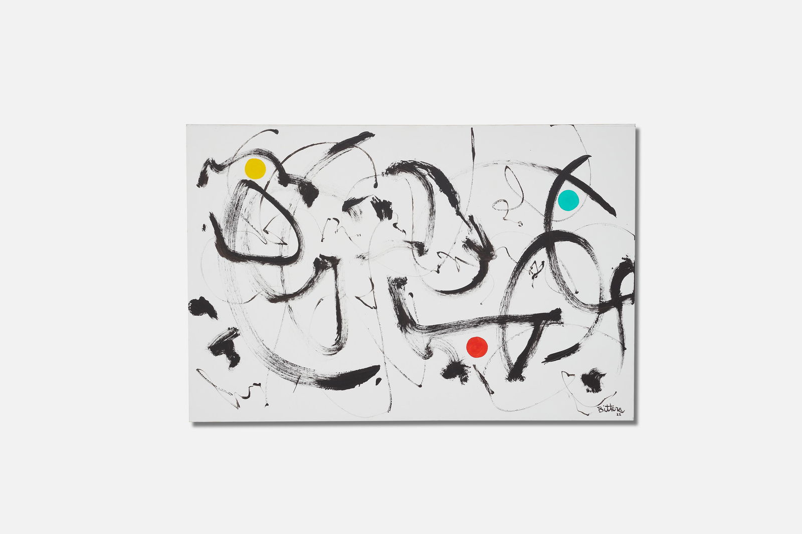 Stan Bitters, Large Untitled Abstract Painting: STAN BITTERS (American, b. 1936)Large untitled abstract painting, 2022Acrylic on canvas.Signed at lower right-facing corner "Bitters '22."48" H x 72" W x 1.5" D