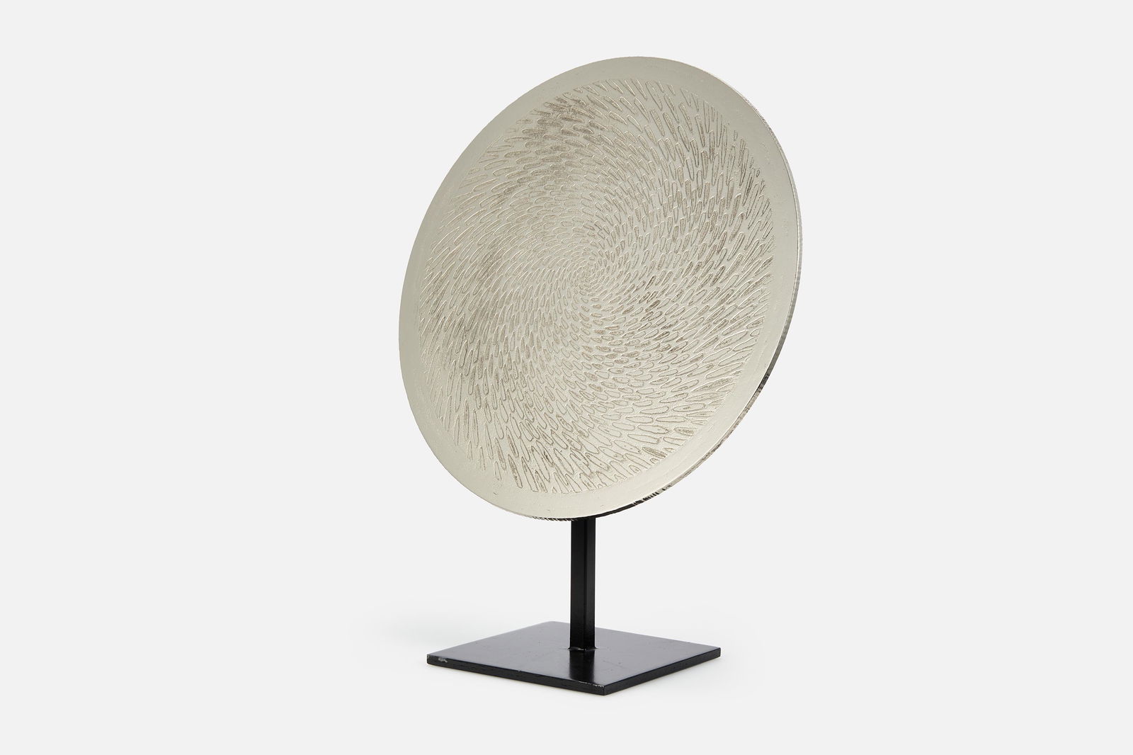 Christian Heckscher, 'Solar Disc' Mounted Sculpture: CHRISTIAN HECKSCHER'Solar Disc' sculpture, 2006Nickel-plated etched steel, painted metal. Studio-made in the USA.Signed and dated verso.24" H x 18" W x 8" D
