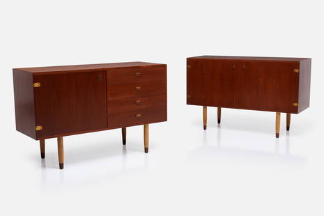 Peter Lovig Nielsen, Cabinets (2): PETER LOVIG NIELSENTwo cabinets, 1950sTeak, oak, brass. Produced for Dansk Design, USA.Back of each with Lovig stamp. Each: 30.25&quot; H x 47.25&quot; W x 17.75&quot; D