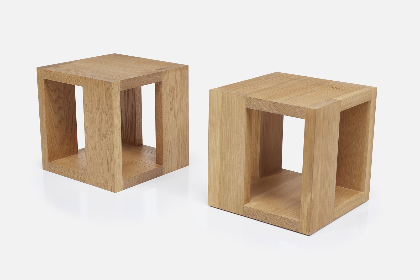 John Pawson, Side Tables (2): JOHN PAWSONPair of end tables, ca. 2010White oak. Custom-made.Each: 16.25" H x 16" W x 16" D Provenance: Private Collection, Bel-Air, CA These tables were custom-made for a John Pa