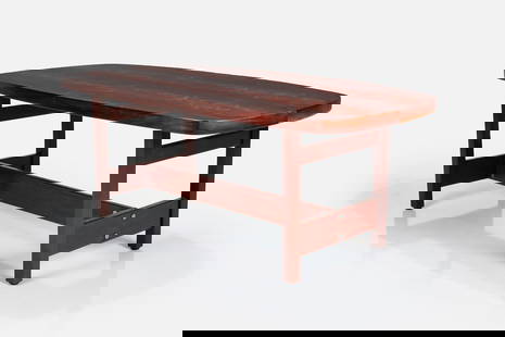 Sergio Rodrigues, 'Ilidio' Dining Table: SERGIO RODRIGUES'Ilidio' dining table, ca. 1965Imbuia, chrome-plated steel. Manufactured by Oca, Brazil. 29.75" H x 79" W x 39.5" D