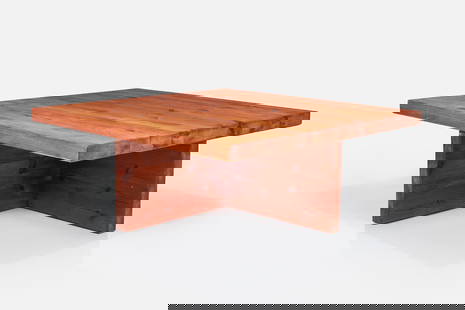 Sven Larsson, Square Coffee Table: SVEN LARSSONCoffee table, 1960sStained pine. Produced by Mobel Shop Sven Larsson, Sweden. 17.75" H x 49.25" W x 49.25" D