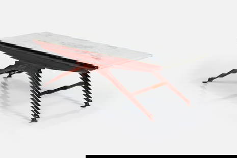 Giuseppe Scapinelli, Sculptural Coffee Table: GUISEPPE SCAPINELLISculptural coffee table, 1950sImbiua, marble. Made in Brazil. 13.75" H x 45.25" W x 17.25" D