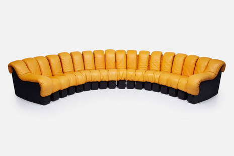 Berger, Peduzzi Riva, Ulrich + Vogt, 'Non-Stop' Sectional Sofa (20): UELI BERGER, ELENORE PEDUZZI RIVA, HEINZ ULRICH + KLAUS VOGT&nbsp;Twenty-part &#39;Non-Stop&#39; sectional sofa, model no. DS600, 1970sLeather, felt, steel. Manufactured by De Sede, Switzerland and di