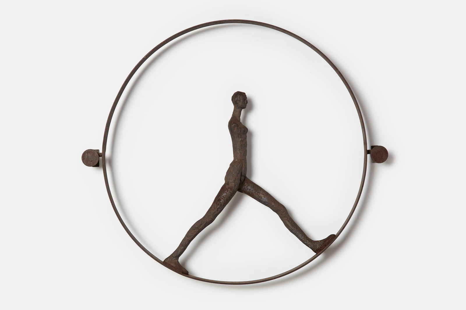 Ernest Trova Style, Wall Sculpture: ERNEST TROVA STYLEWall Sculpture, 1960sIron. 29.5" H x 29.5" W x 3.25" D
