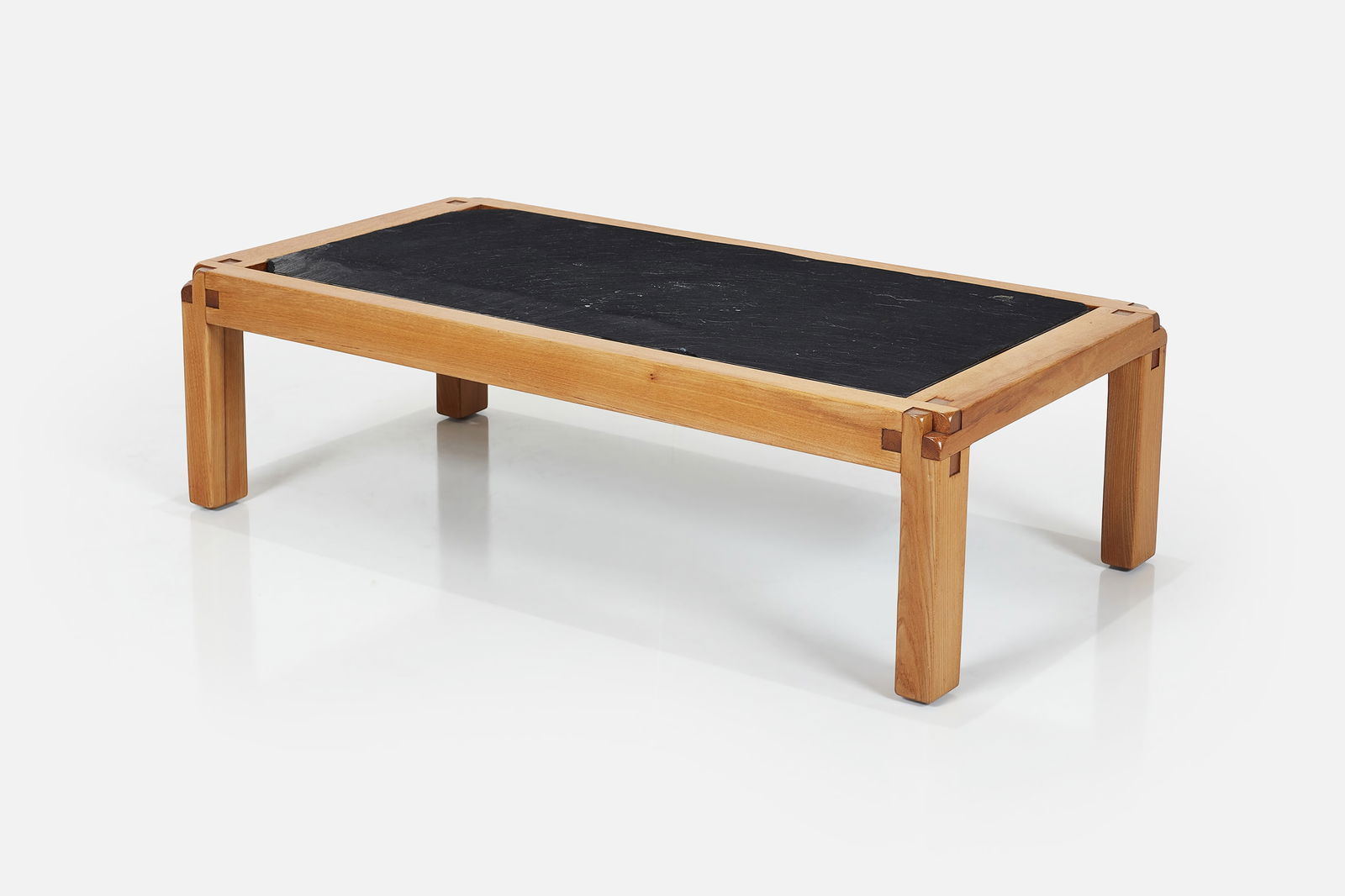 Pierre Chapo, Coffee Table: PIERRE CHAPOCoffee table, 1960sElm, slate. Made in France. 13.75" H x 45" W x 23.75" D
