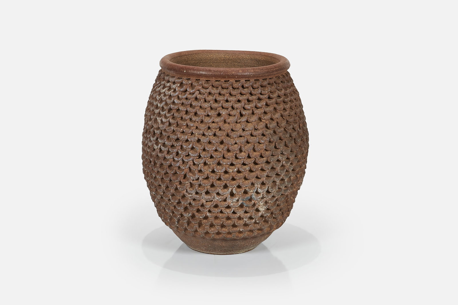 Stan Bitters, 'Thumb' Planter: STAN BITTERS 'Thumb' planter, 1970s Unglazed stoneware. Studio-made, Fresno, CA 24" H x 19.5" Diameter