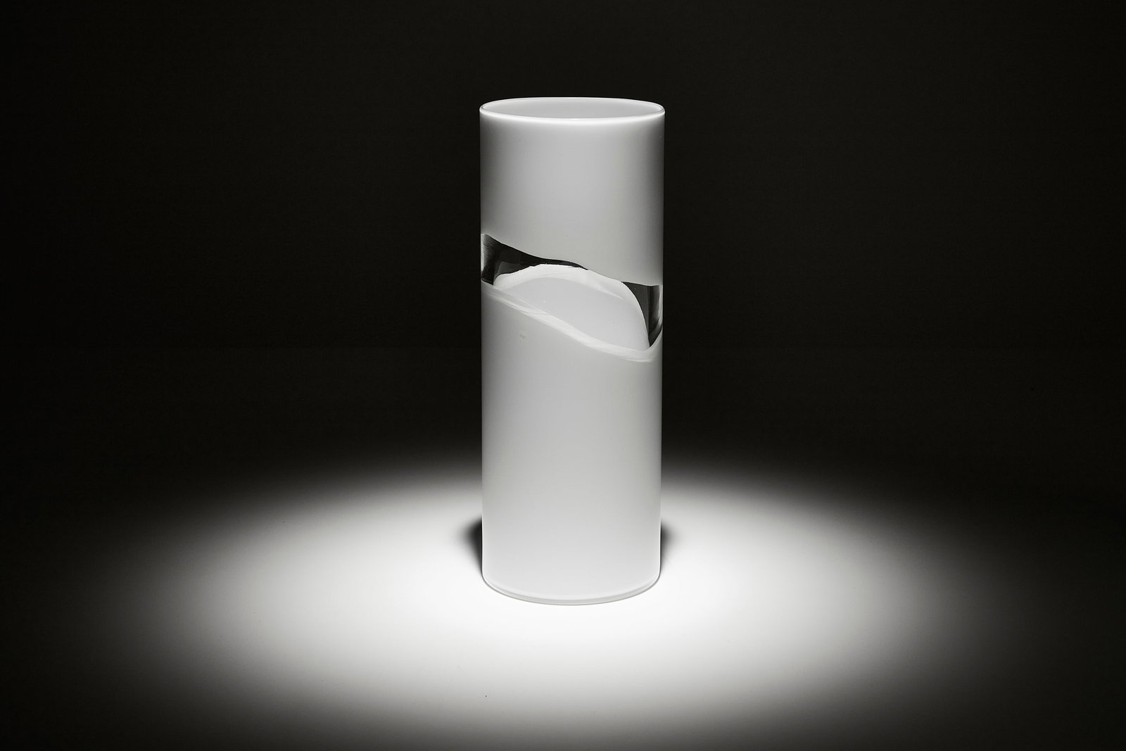 Luciano Gaspari, Cylindrical Vase: LUCIANO GASPARI Cylindrical vase, ca. 1965 Blown and cased glass. Produced by Salviati & C., Italy. Underside with producer's foil label and incised "L. Gaspari Salviati". 4&q
