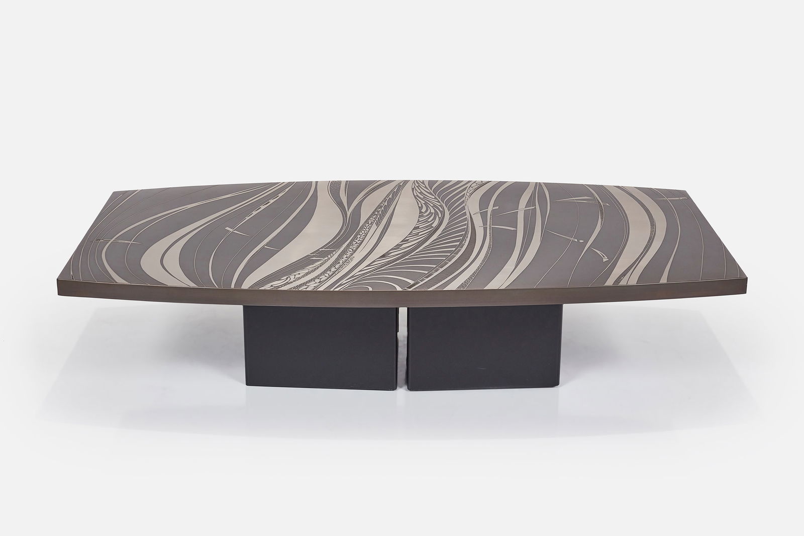 Christian Heckscher, 'Surf' Coffee Table: CHRISTIAN HECKSCHER Coffee table, 2000s Metal with two-toned nickel finish. Produced by Lift Design, USA. 14.5" H x 61" W x 33.5" D