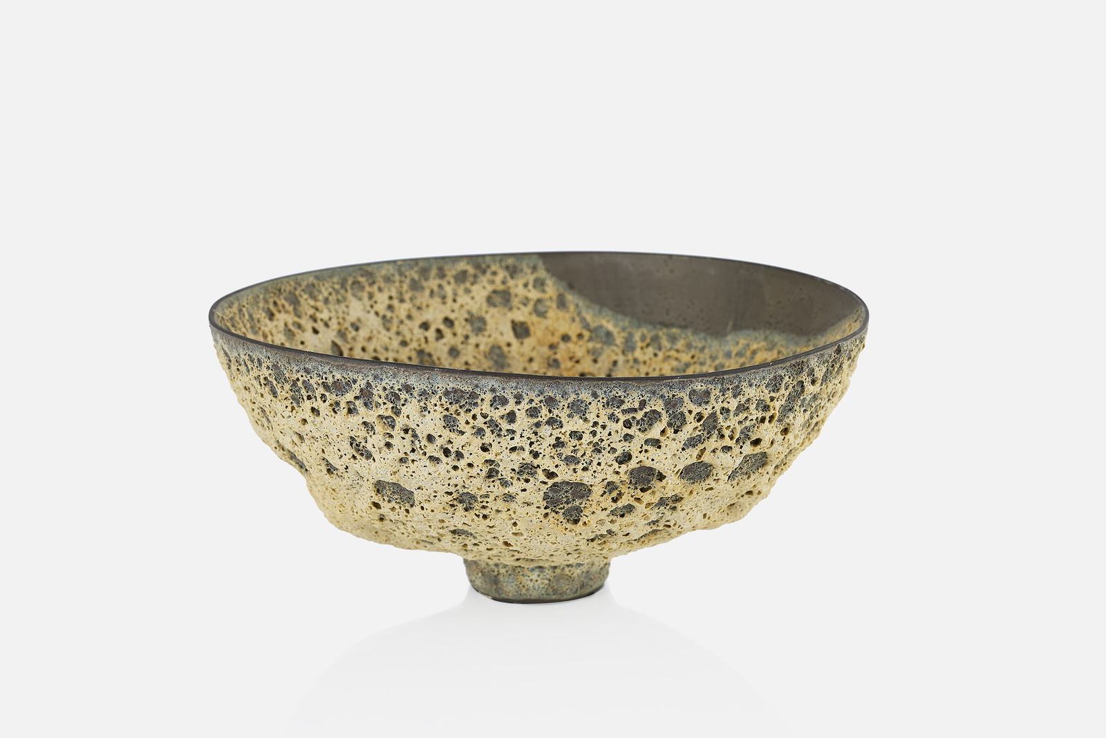 James Lovera, Bowl: JAMES LOVERABowlVolcanic-glazed earthenware. Studio-made, San Francisco, CA.Incised signature to underside as well as "W-1". 4.25" H x 9.5" Diameter