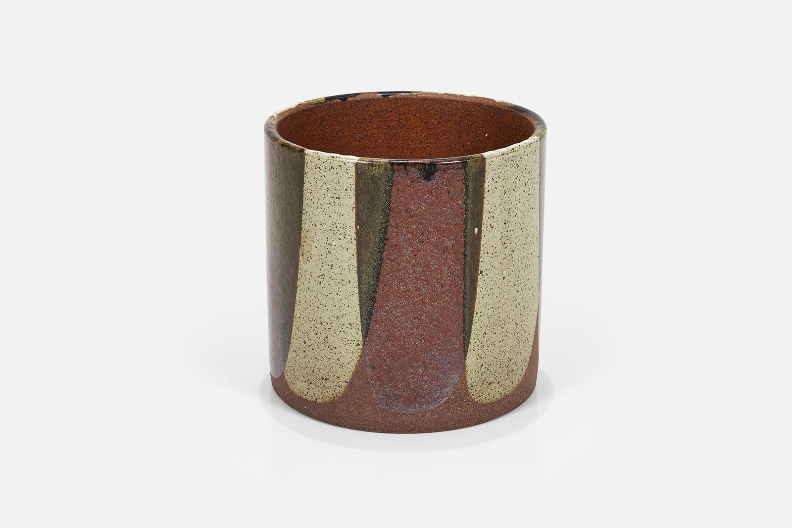 David Cressey, Drip-Gaze Planter: DAVID CRESSEYDrip-glaze planter, 1960sPartially-glazed stoneware. Produced at Architectural Pottery, USA, for their Pro/Artisan series. 12" H x 12" Diameter