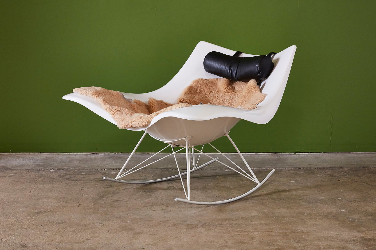 Thomas Pedersen, 'Stingray' Rocking Chair: THOMAS PEDERSEN'Stingray' rocking lounge chair, model no. 3500, 2002 / 2016Polypropylene, painted steel, leather, sheepskin. Manufactured by Frederica, Denmark.Underside with manufac