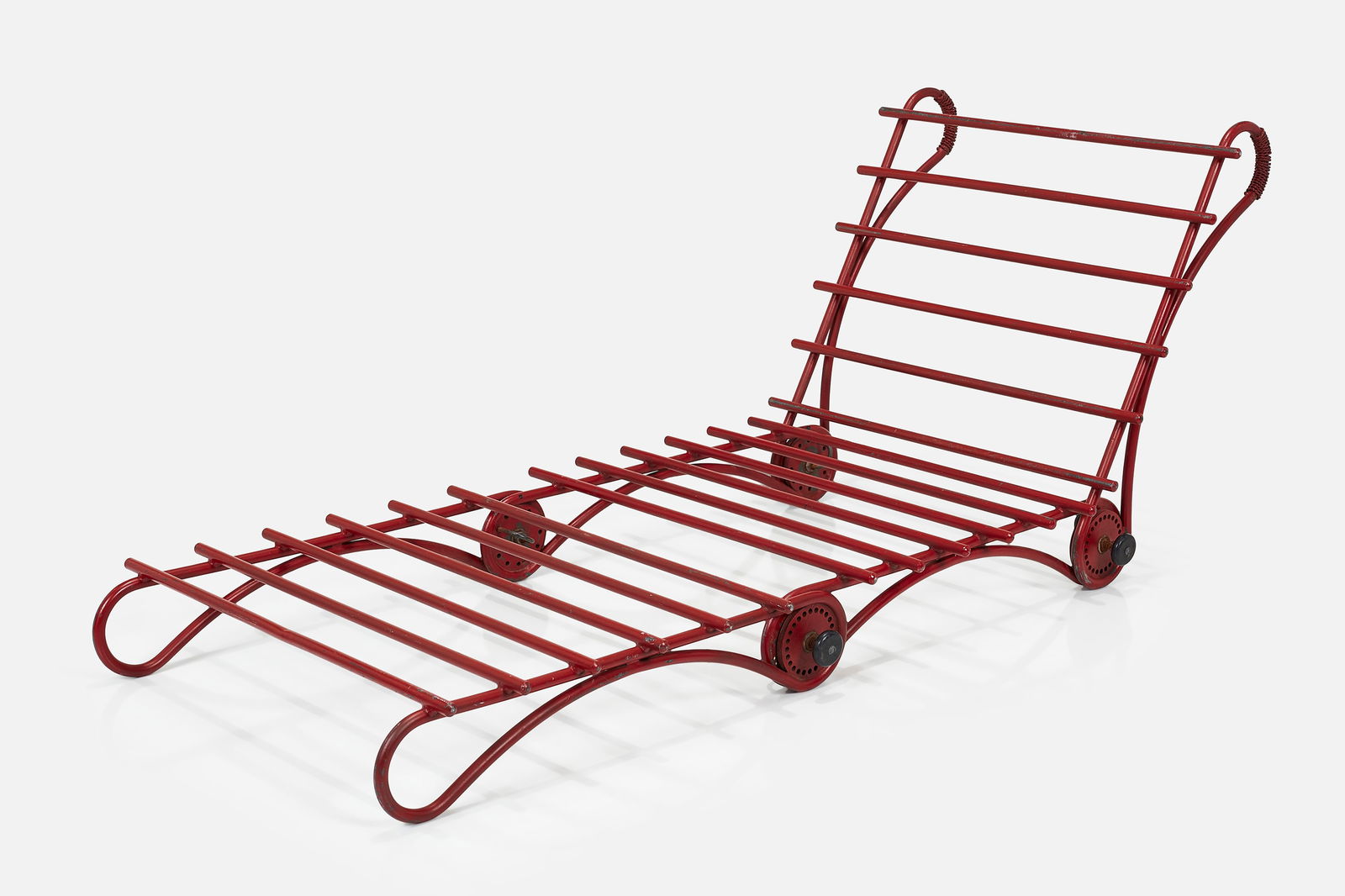 Industrial, Articulating Lounge Chair: INDUSTRIALArticulating chaise lounge, 1970sPainted steel. 22" H x 28" W x 69" D
