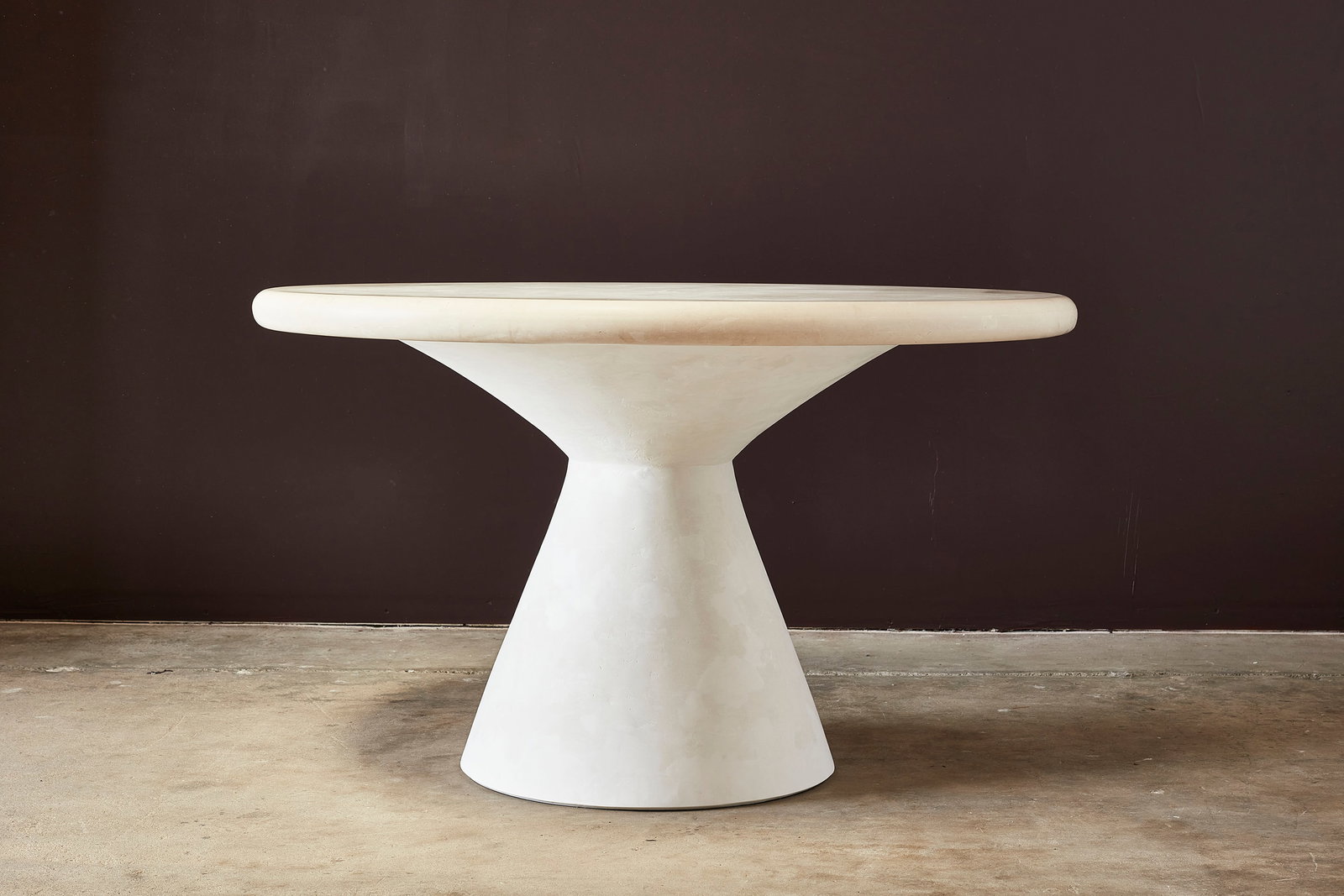 Virginie Steeland, Dining Table: VIRGINIE STEELAND Dining table, 2023 Mortex. Produced by Kasanai, Belgium. 32" H x 53.5" Diameter