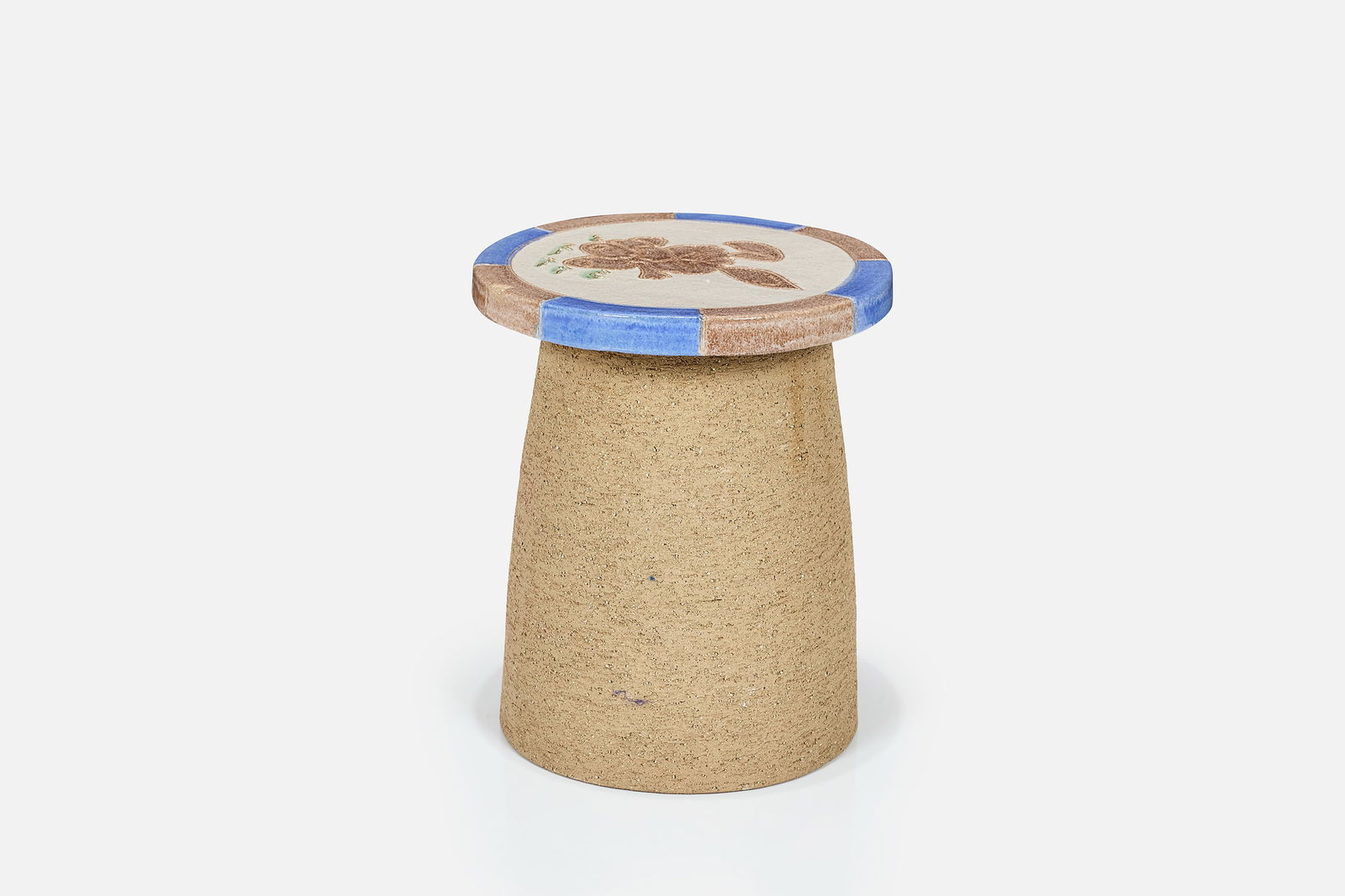 Stan Bitters, Garden Stool: STAN BITTERSGarden stoolGlazed stoneware, unglazed stoneware. Studio-made, Fresno, CA. 15" H x 12" Diameter