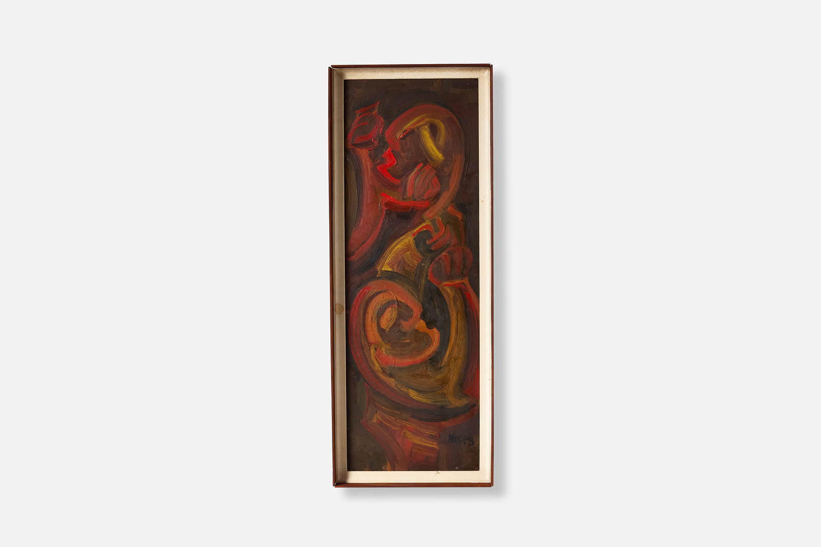 Abstract, Painting: ABSTRACT Painting, 1970s Acrylic on board. Signed "MILES" at lower right. 38" H x 14.5" W