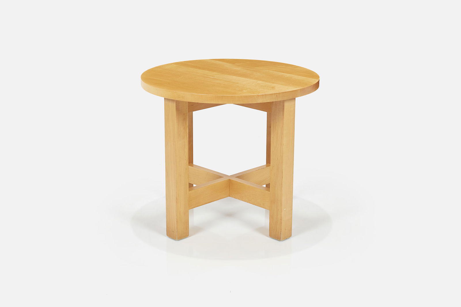 Roy McMakin, Custom Occasional Table: ROY MCMAKINCustom occasional table, 1990sCurly maple, maple. Produced for Domestic Furniture Co., USA. 24" H x 28" Diameter