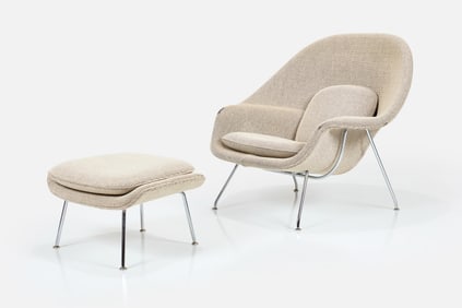 Eero Saarinen, 'Womb' Chair + Ottoman (2)