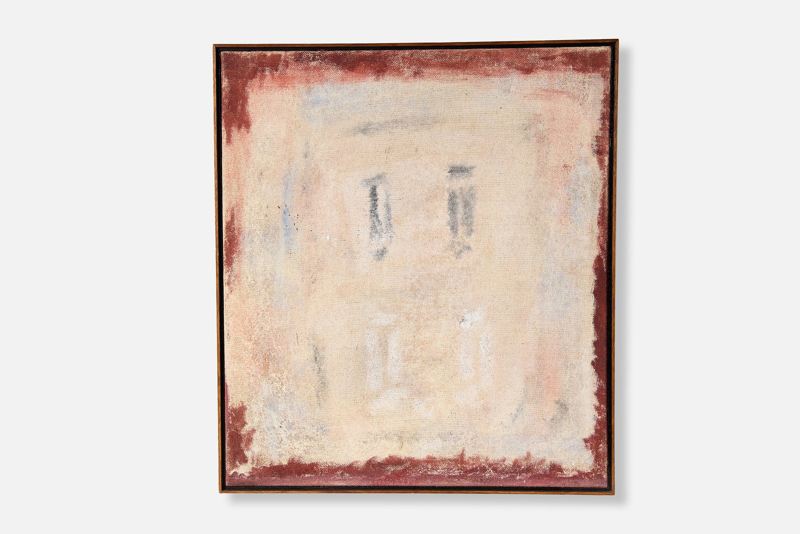 Mexican, 'Enchufe' Painting: MEXICAN 'Enchufe', 1960s Acrylic on burlap. Verso titled and signed and "No. 22". 34.5" H x 30" W