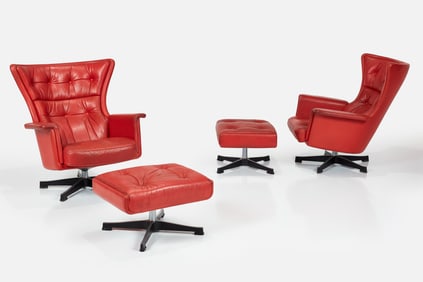 Karl Erik Ekselius, Lounge Chairs + Ottomans (4)