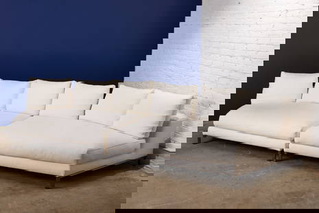 Rodolofo Dordoni, Sectional Sofa (2): RODOLFO DORDONITwo-part sectional sofa, ca. 2015Fabric, die-cast aluminium. Manufactured by Minotti, Italy.Underside of cushion and back seam with manufacturer's labels. Overall: 31&qu