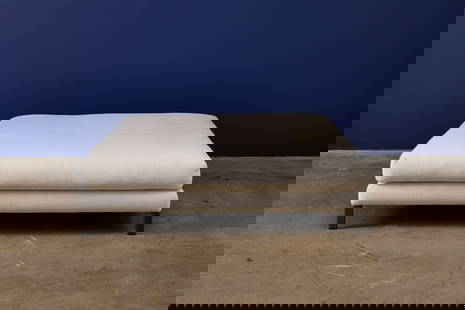 Rodolofo Dordoni, Large Ottoman: RODOLFO DORDONILarge ottoman, 2007Fabric, die-cast aluminum. Manufactured by Minotti, Italy.Underside of cushion with manufacturer's labels. 15.5" H x 55" W x 55" D &nb