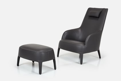 Antonio Citterio, 'Febo Bergere' Chair + Ottoman (2)