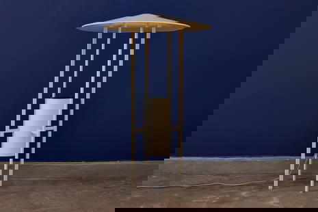 Phillip Johnson + Richard Kelly, Floor Lamp: PHILLIP JOHNSON + RICHARD KELLY Custom Floor Lamp, 1956 Enameled brass, aluminum. Produced by Edison Price, USA. 41" H x 25" Diameter Exhibited: The Structure of Light: Richard Kelly and the