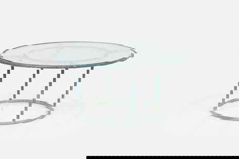 Walter Lamb, Coffee Table: WALTER LAMBCoffee Table, 1950sTubular bronze, glass. Manufactured&nbsp;by Brown Jordan, USA. &nbsp; 17.5&quot; H x 36.5&quot; Diameter
