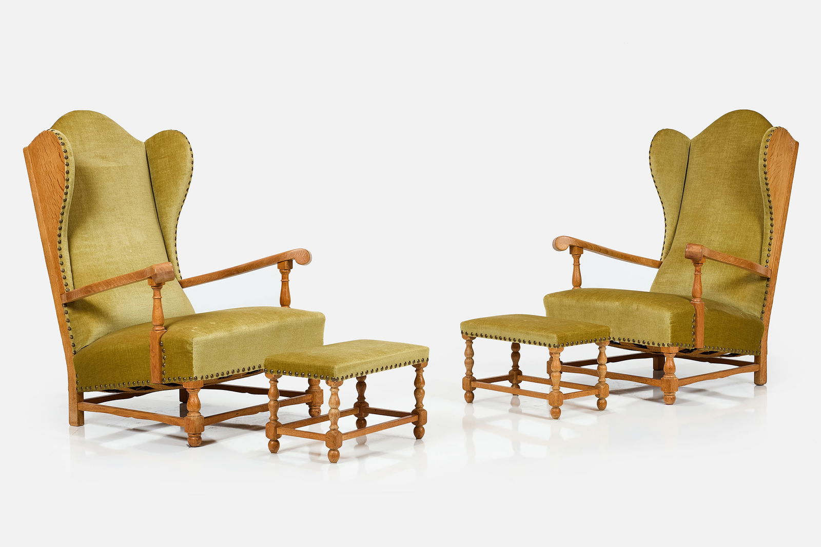 Henning Kjaernulf, Wingback Lounge Chairs + Ottomans (4) (1 of 10)