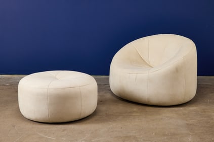 Pierre Paulin, 'Pumpkin' Lounge Chair + Ottoman (2)