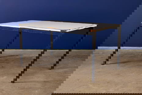 Charlotte Perriand, 'Cansado' Table: CHARLOTTE PERRIANDTable, from Cité Cansado, Mauritania, ca. 1960Lacquered metal, melamine plywood. Edited by Steph Simon, France. 27.75" H x 55" W x 31.5" D Pr