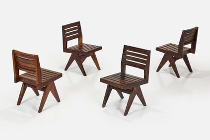 Pierre Jeanneret, Slatted Dining Chairs (4)