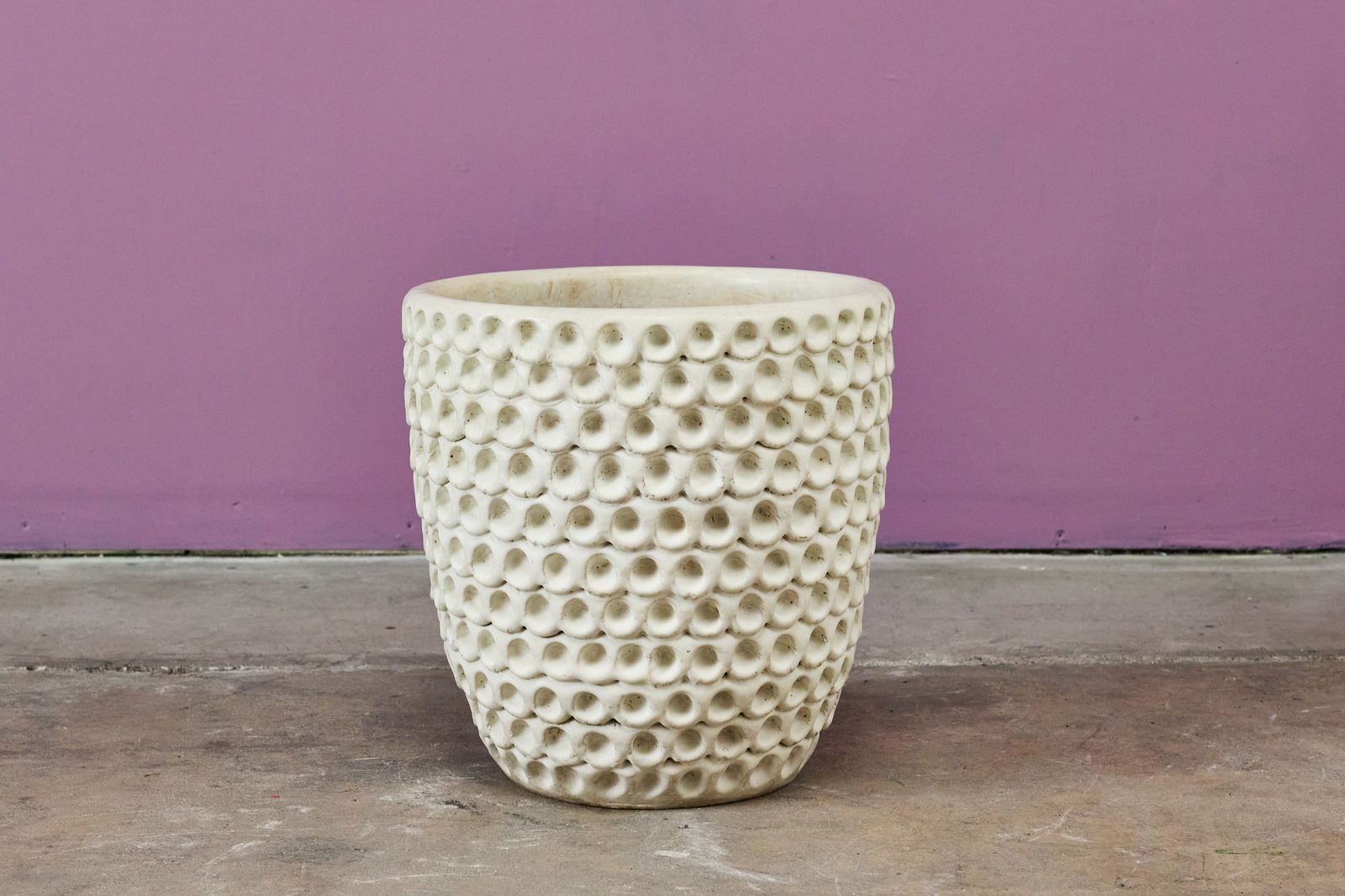 Stan Bitters, 'Thumb' Planter: STAN BITTERSTall 'Thumb' planterGlazed earthenware. Studio-made for Heath Ceramics, USA.Signed to the interior "Bitters". 15" H x 15" Diameter Provenance: Hea