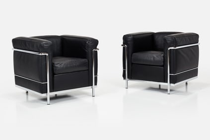 Le Corbusier, Perriand + Jeanneret, 'LC2' Lounge Chairs (2)