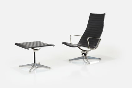 Charles + Ray Eames, 'Aluminum Group' Chair + Ottoman (2)