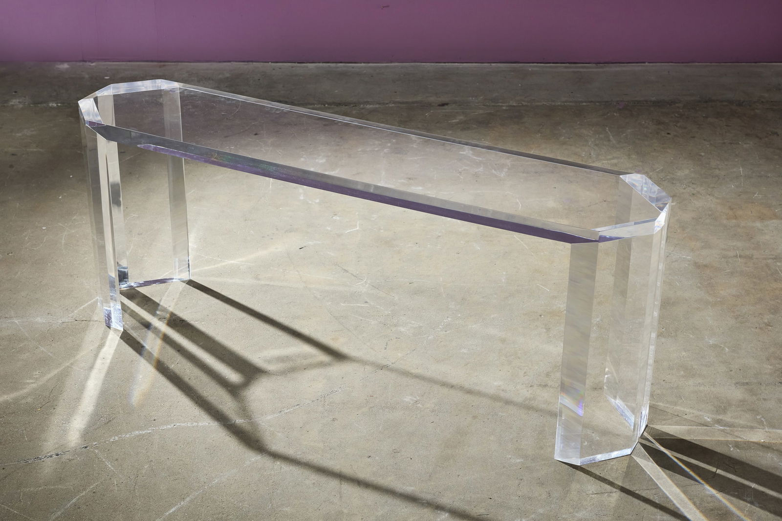 Charles Hollis Jones, Console Table: CHARLES HOLLIS JONESConsole tableAcrylic. Studio-made, USA. 28" H x 70" W x 15" D