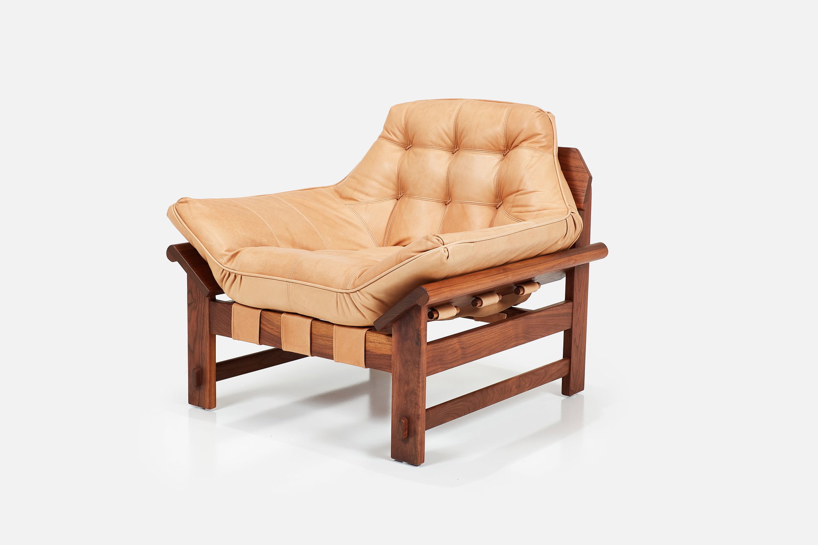 Lawson-Fenning, 'Ojai' Chair: LAWSON-FENNING'Ojai' lounge chair, 2020sLeather, walnut. Manufactured by Lawson-Fenning, USA.Underside with manufacturer's metal label. 31" H x 36" W x 32.75" D
