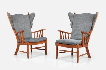 Danish, 'Ear Flap' Lounge Chairs (2)
