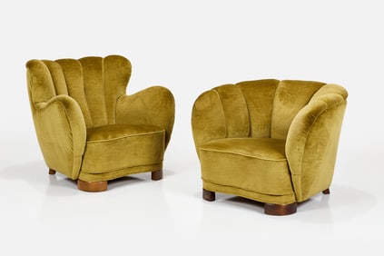 Danish, 'His' + 'Hers' Lounge Chairs (2)
