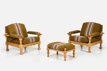 Henning Kjaernulf, Lounge Chairs + Ottoman (3)
