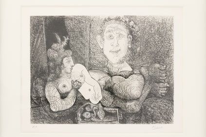 Pablo Picasso, 'Les Coulisses du Tableau, Odalisque et Peintre' Etching