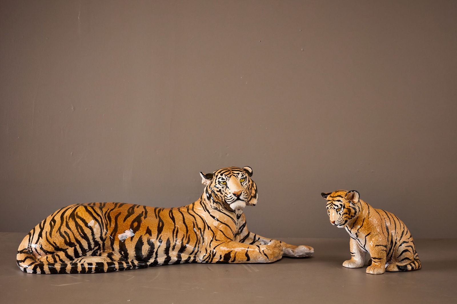 Italian, Bengal Tiger + Cub Sculptures (2) (1 of 14)
