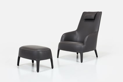 Antonio Citterio, 'Febo Bergere' Chair + Ottoman (2)